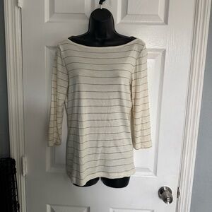 Striped Cream and Gold Women's Top